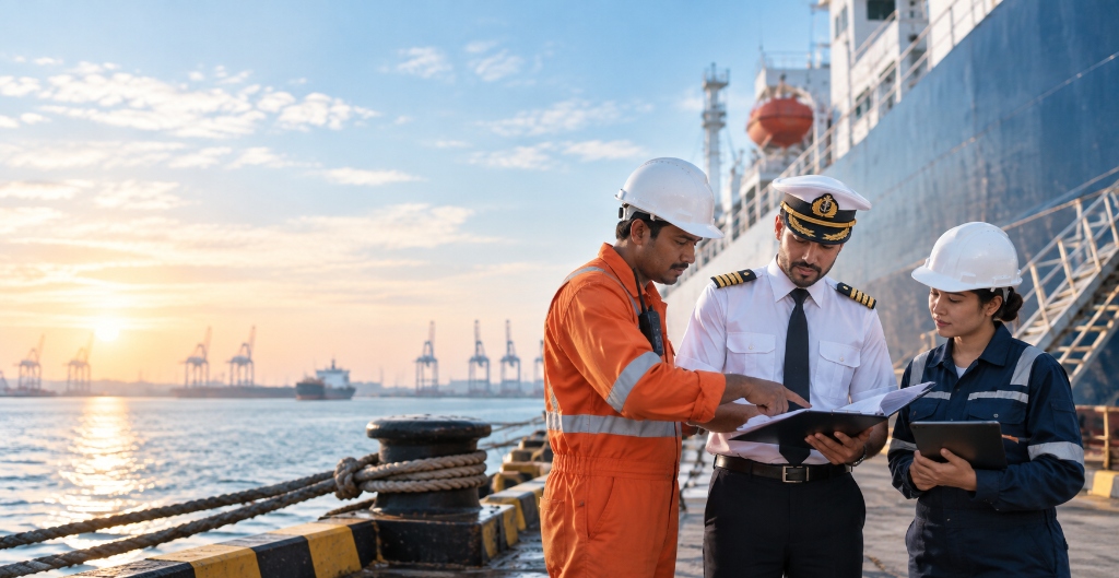 Star Sea Maritime Captain and Inspectors at Port